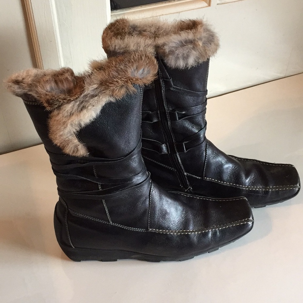 Steven by Steve Madden Fur Black Boots-Excellent